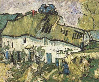 Vincent Van Gogh Farmhouse with Two Figures (nn04)